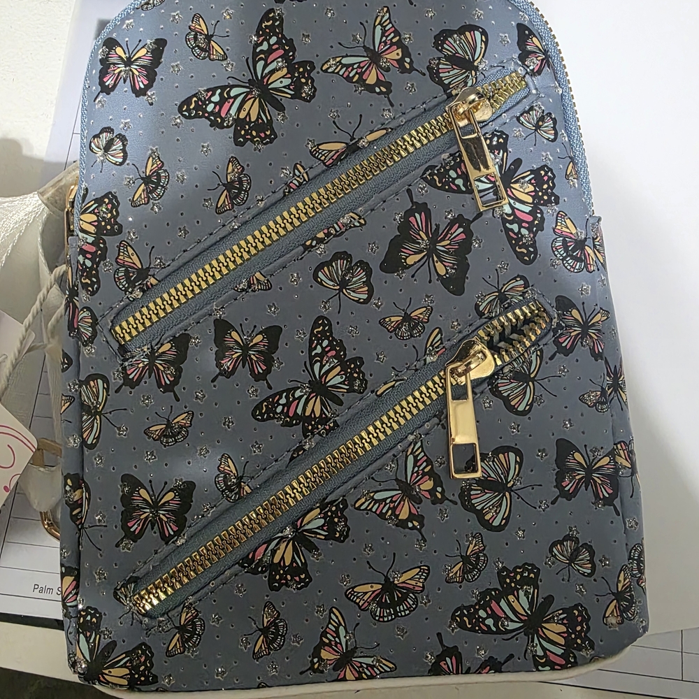 Butterfly Print Blue Backpack